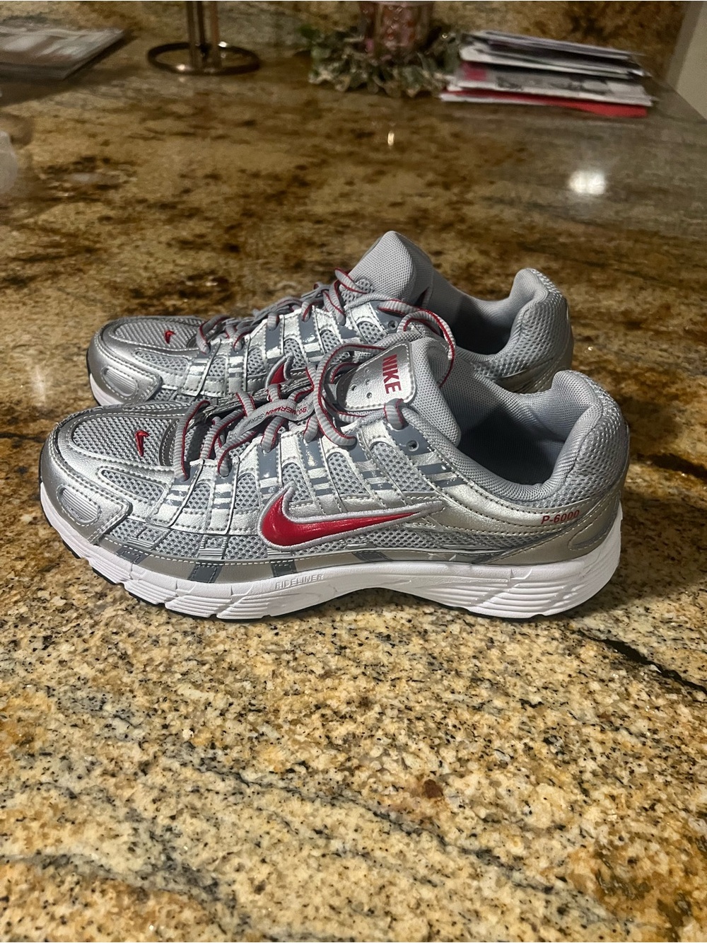 Nike Silver & Red Athletic Sneakers